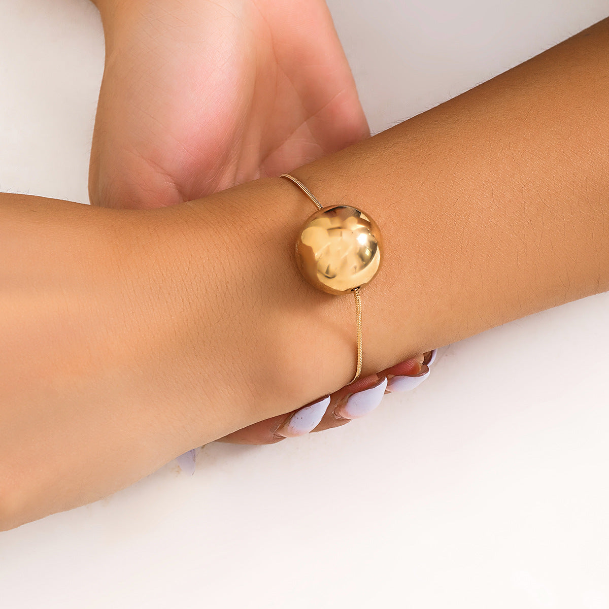 European and American Inspired Statement Necklace with Punk Snake Bone Chain and Geometric Ball Accent
