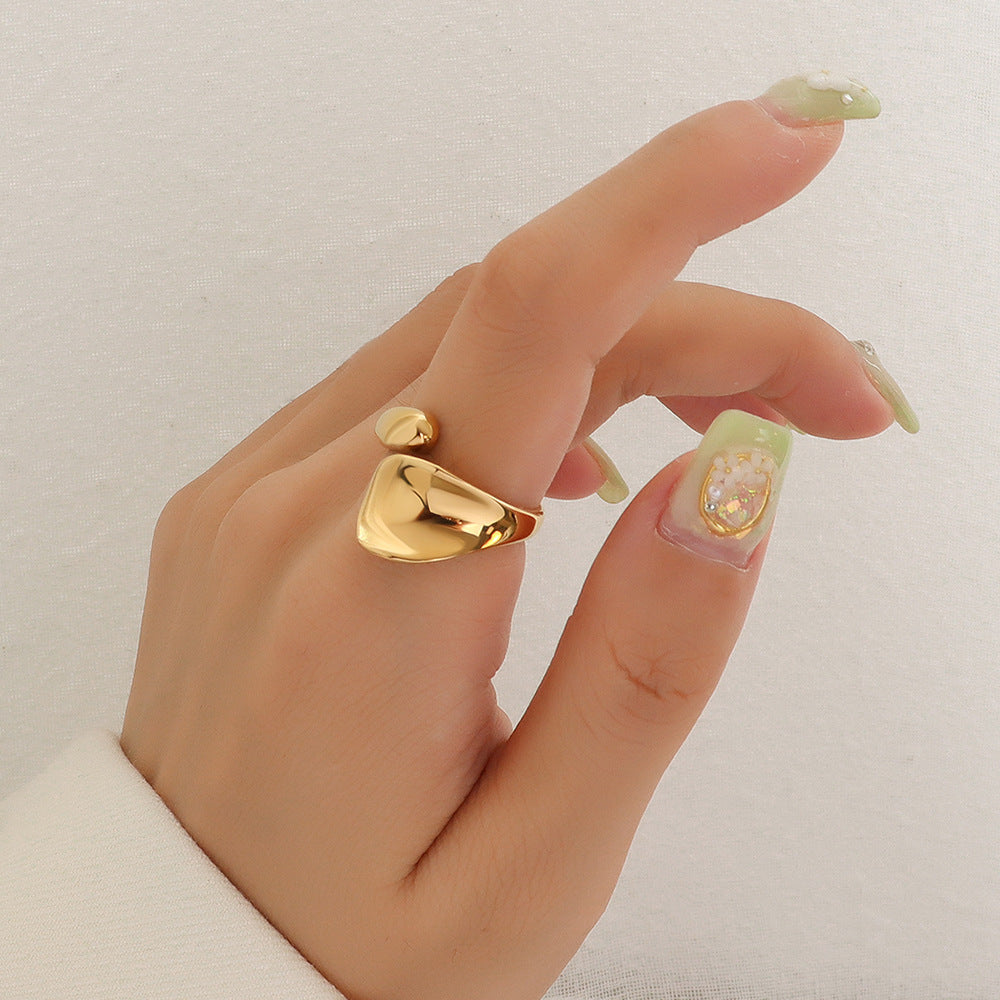 French Chic Titanium Steel 18k Gold Index Finger Geometric Ring