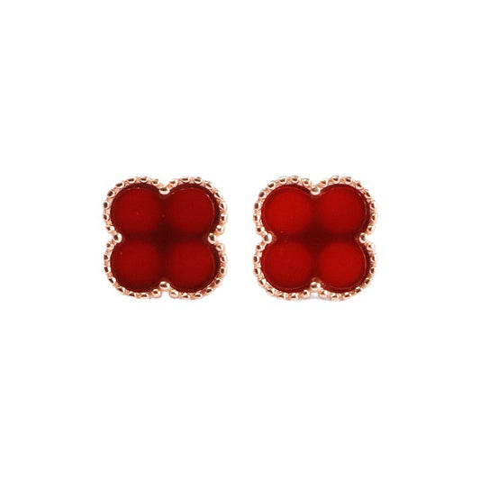 Fortune's Favor Natural Red Agate Silver Earrings