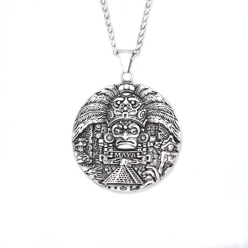 Relief Big Stainless Steel Men's Pendant Necklace