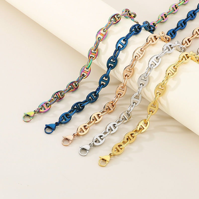 Hip Hop Trend Japanese Bracelet and Necklace Titanium Steel