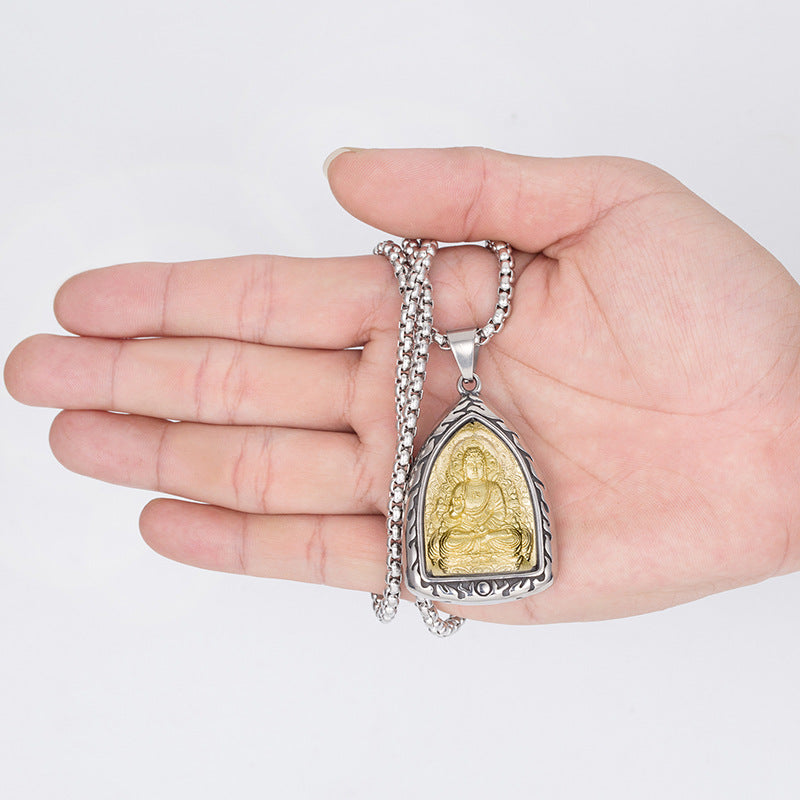 Steel Necklace – Vintage Buddhist Amulet
