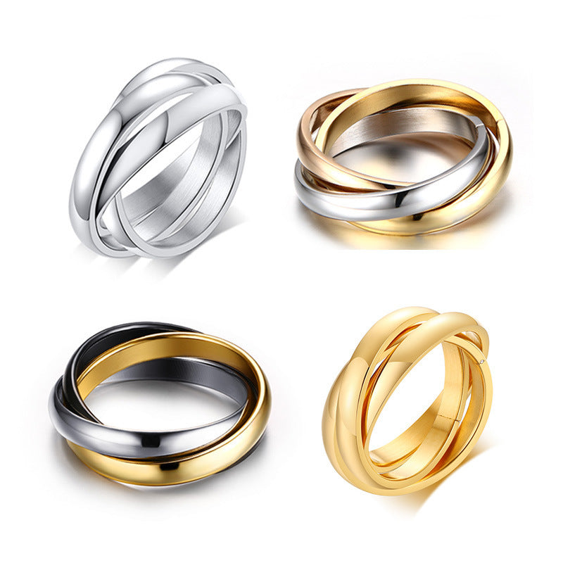 European And American Jewelry Three-In-One Plain Fashion Ring