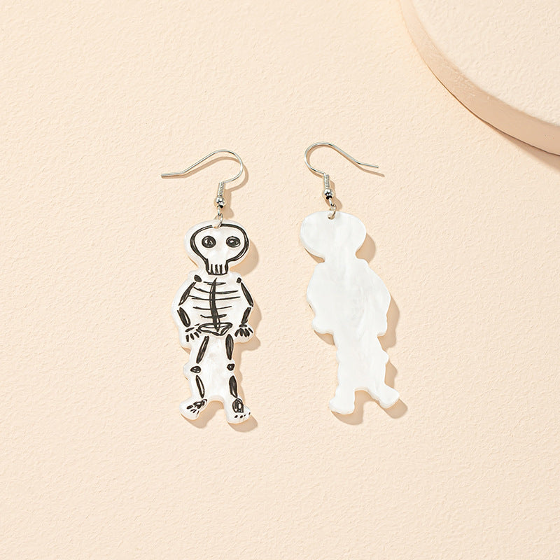 Skull-Inspired Acrylic Earrings with Edgy European Design
