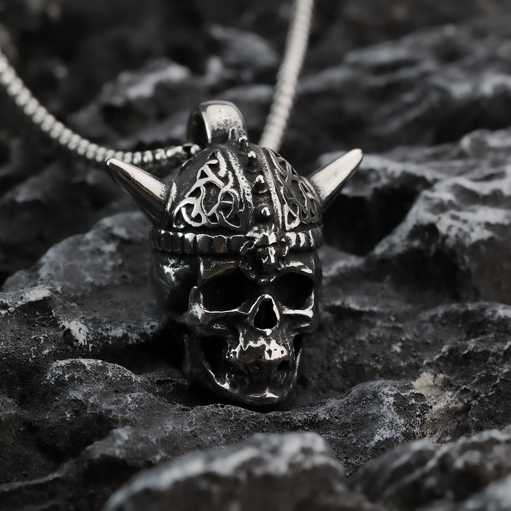 European And American Retro Stainless Steel Skull Pendant Necklace For Men