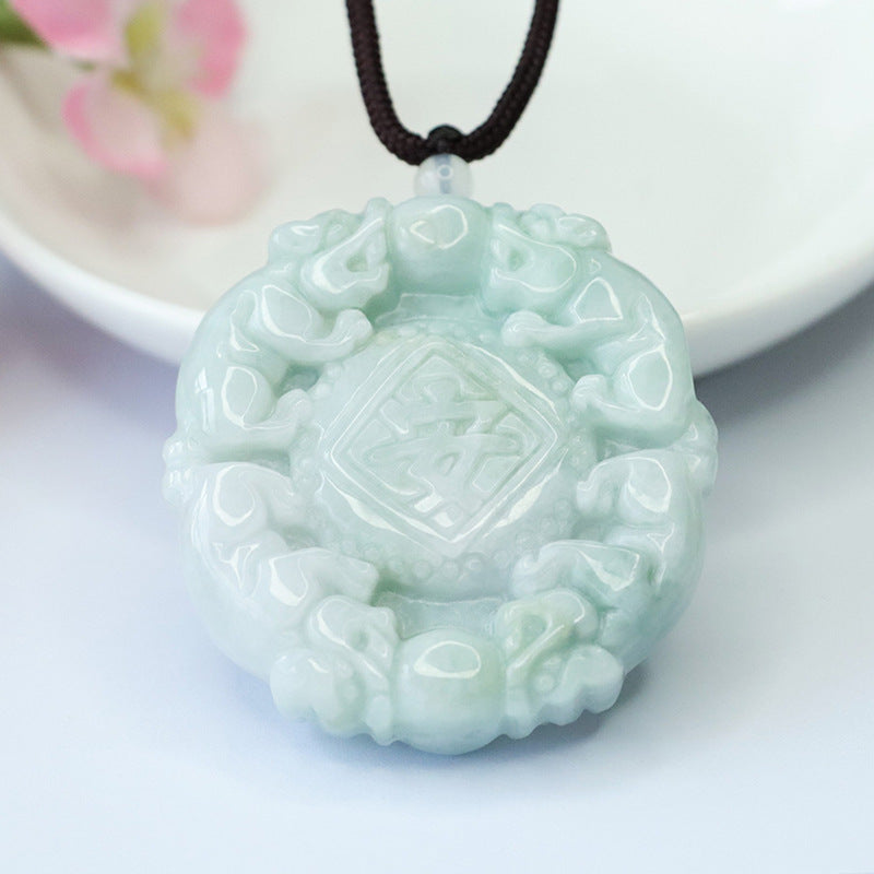 Myanmar A Grade Jade Pixiu Fortune's Favor Sterling Silver Pendant from Planderful Collection