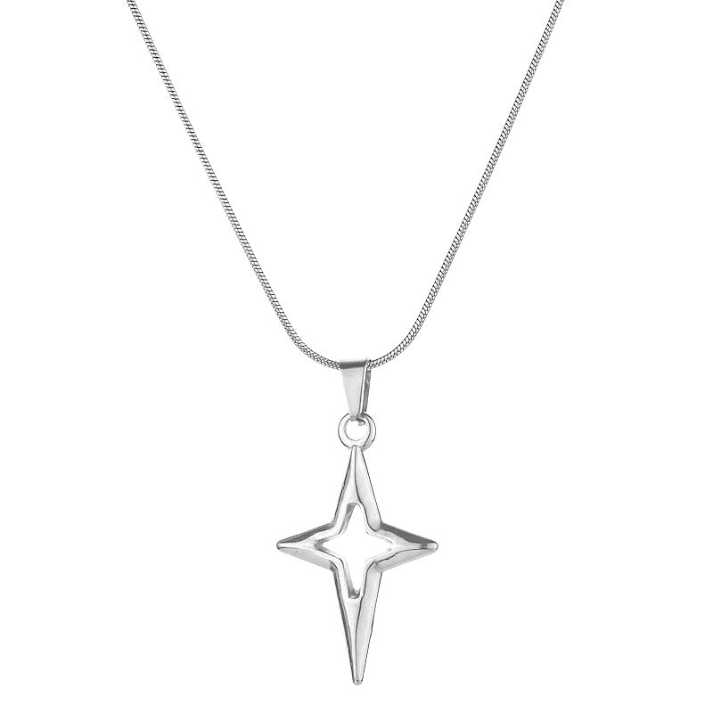 Planderful Jewelry Star Pendant Necklace Steel Chain