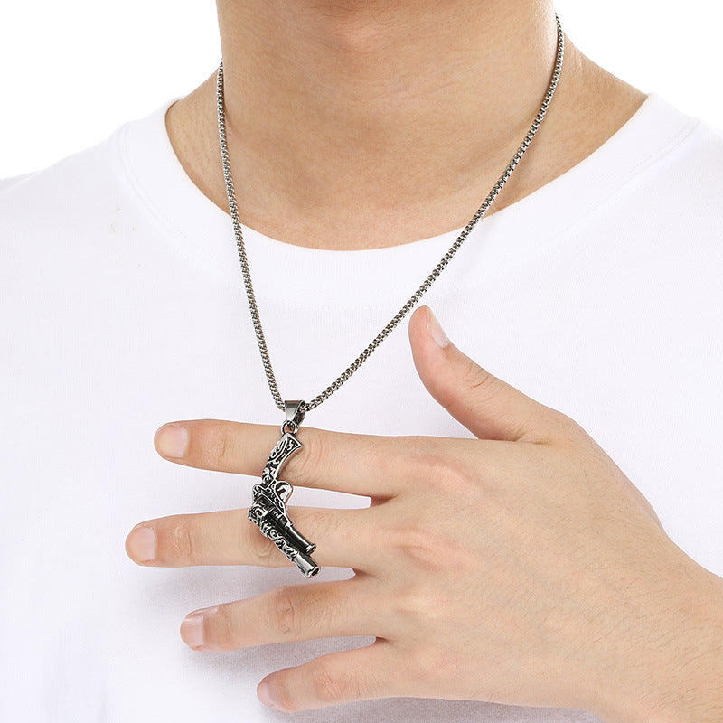 Planderful Everyday Genie Stainless Steel Pistol Pendant Men