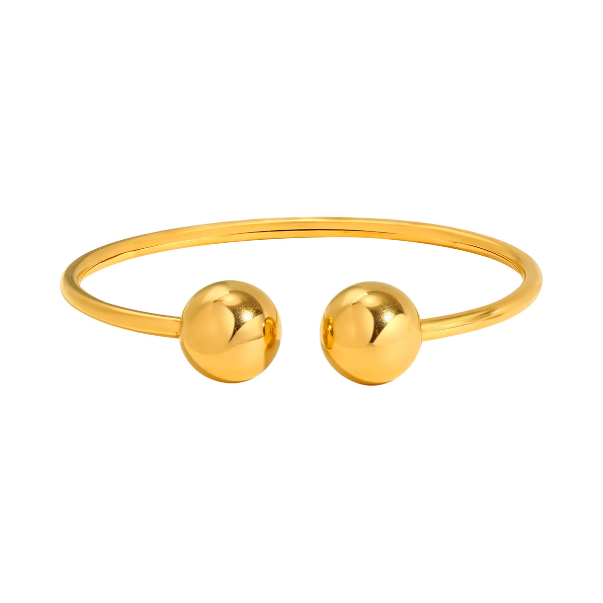 Stainless Steel Ball Open Bracelet Gold Ladies