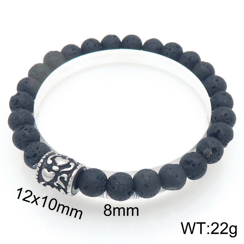 Planderful Genie Beaded Volcanic Stone Men Bracelet