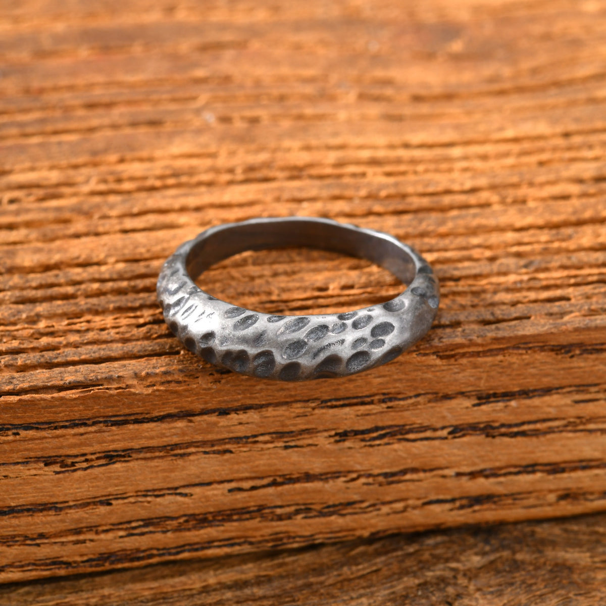 Karst Ring Stainless Steel Irregular Depression Silver