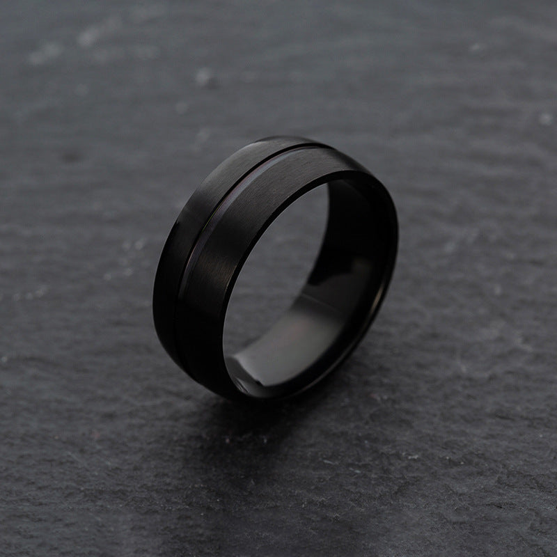 Stainless Steel Drip Oil Ring Set with Wide 8mm Band for Men