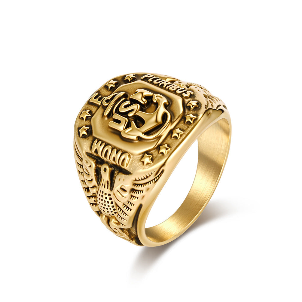 Us Navy Anchor Bald Eagle Stainless Steel Ring Men's Eagle Stainless Steel