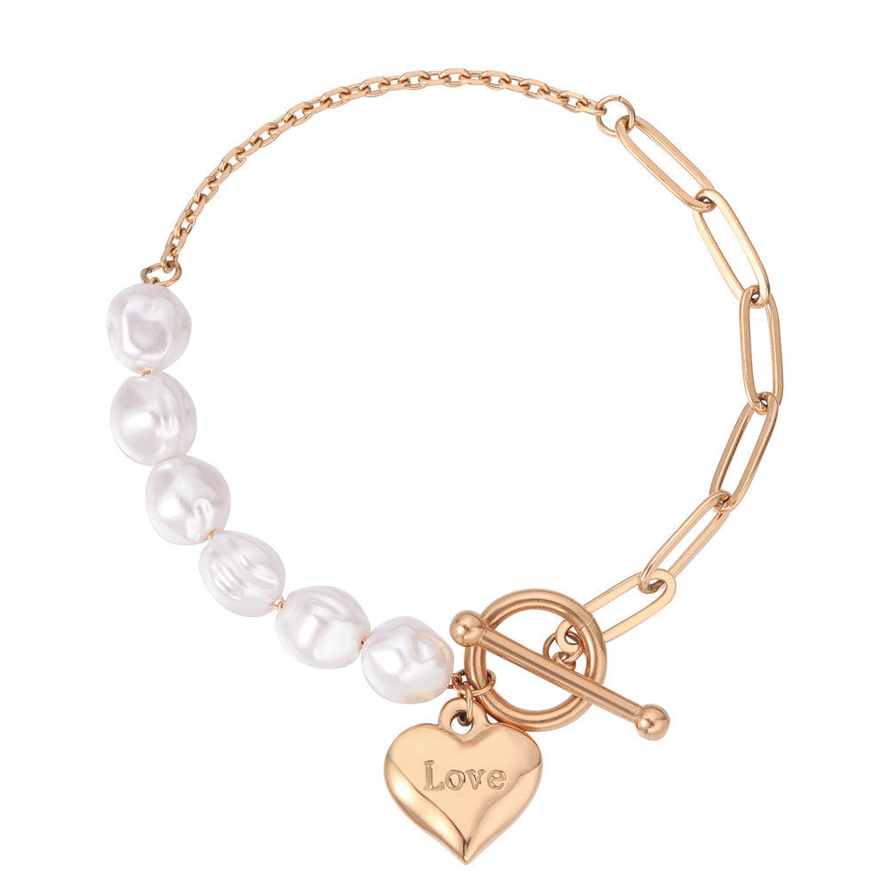 Planderful Pearl Heart Bracelet For Women And Men Minimalist Chic Protection Statement Jewelry