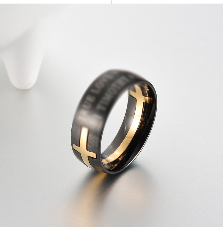 Planderful 2 In 1 Titanium Steel Cross Ring Matte Brushed For Men Everyday Genie Jewelry