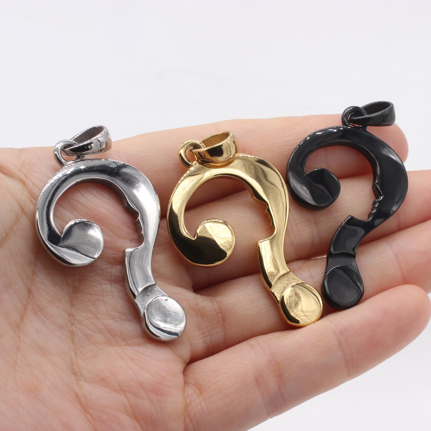 Planderful Jewelry Question Mark Pendant for Men in Titanium Steel Minimalist Hipster Necklace