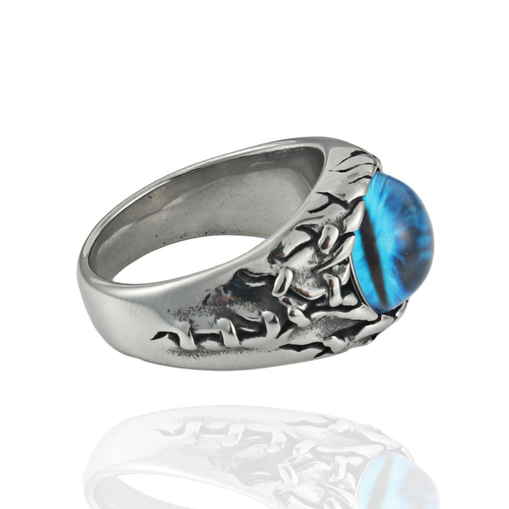 Titanium Steel Multi-Color Devil's Eye Ring for Men - Punk Reaper's Eye Design