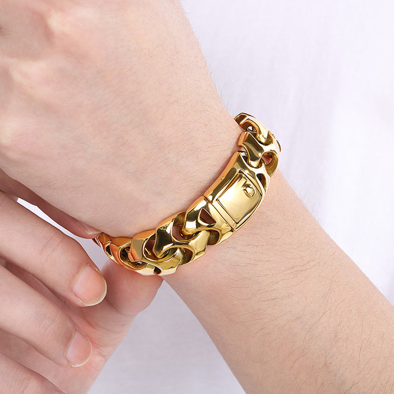 Planderful Square Snap Bracelet Titanium Steel For Men Punk