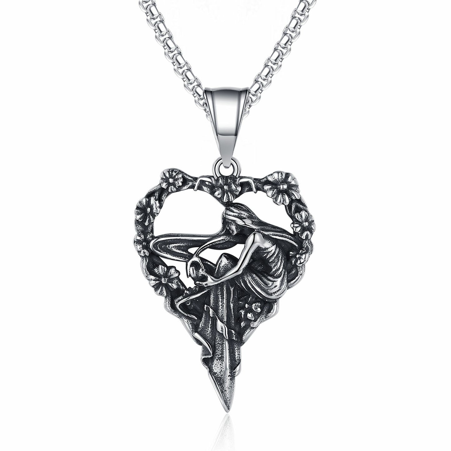 Steel Necklace Vintage Heart Pendant Gift