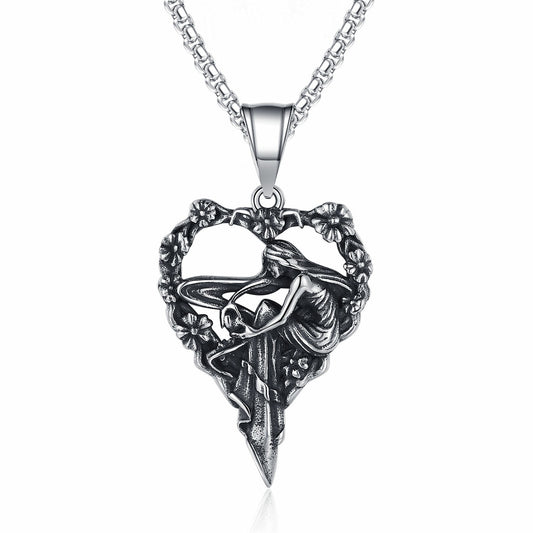 Steel Necklace Vintage Heart Pendant Gift