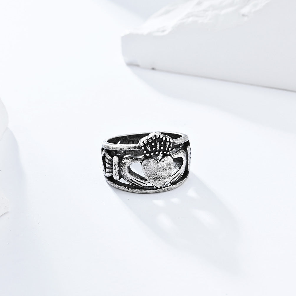 Planderful Claddagh Ring For Couples Irish Traditional Wedding Band Titanium Steel Durable Love Gift