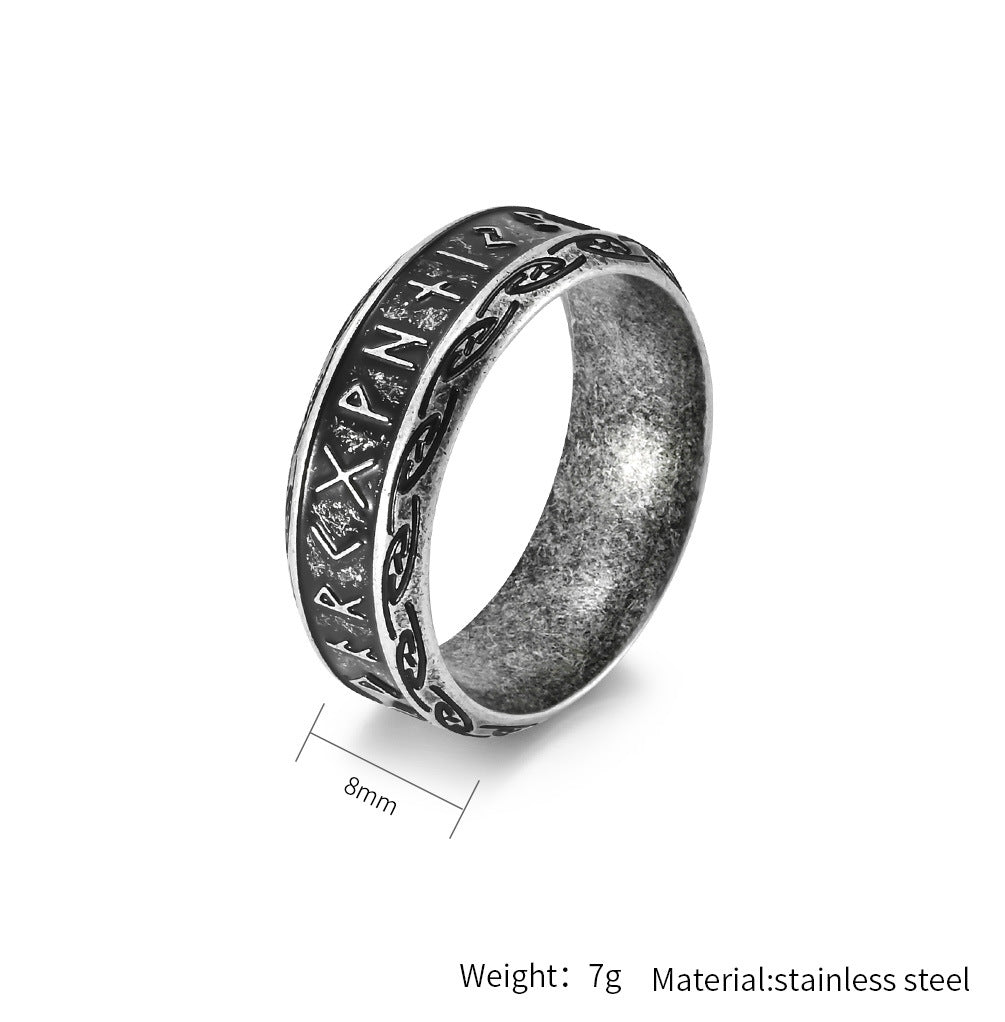 Planderful Viking Rune Luhn Ring Silver Titanium Steel For Men Personalized Hand Jewelry