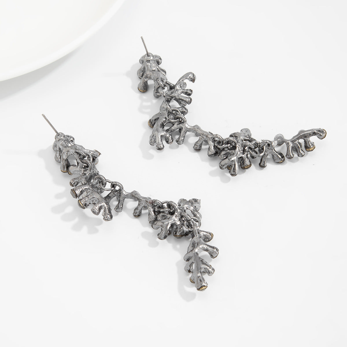 Exaggerated Coral Branch Zircon Earrings Planderful For Women Statement Geometric Jewelry