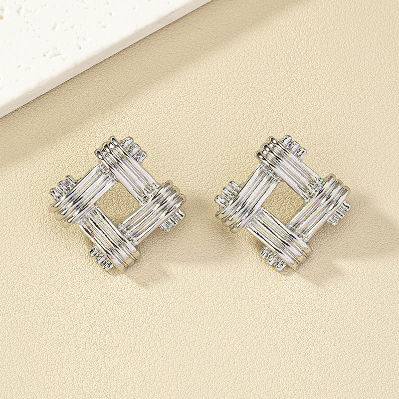 Twisted Geometric Fashion Stud Earrings - Vienna Verve Collection