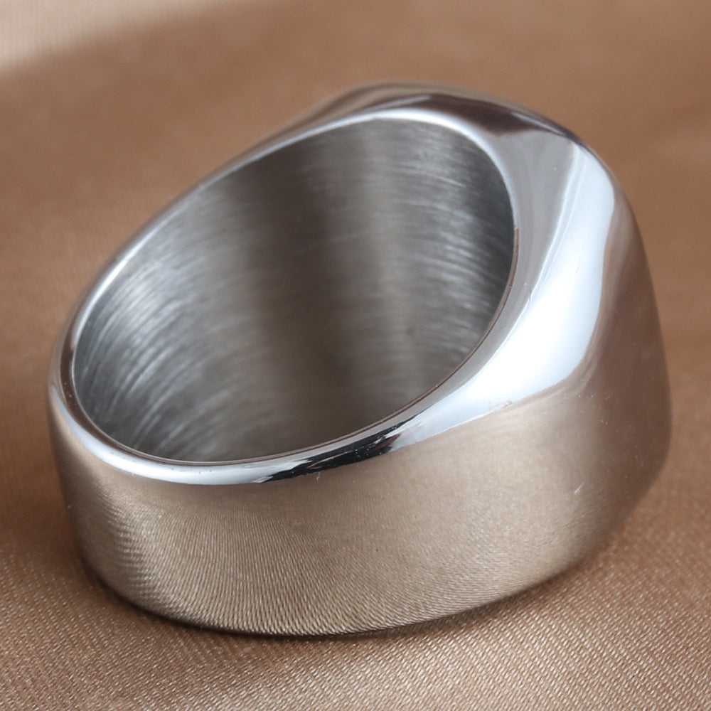 Stylish Titanium Steel Square Black Stone Ring for Men - Retro Punk Glossy Design with Personalized Touch