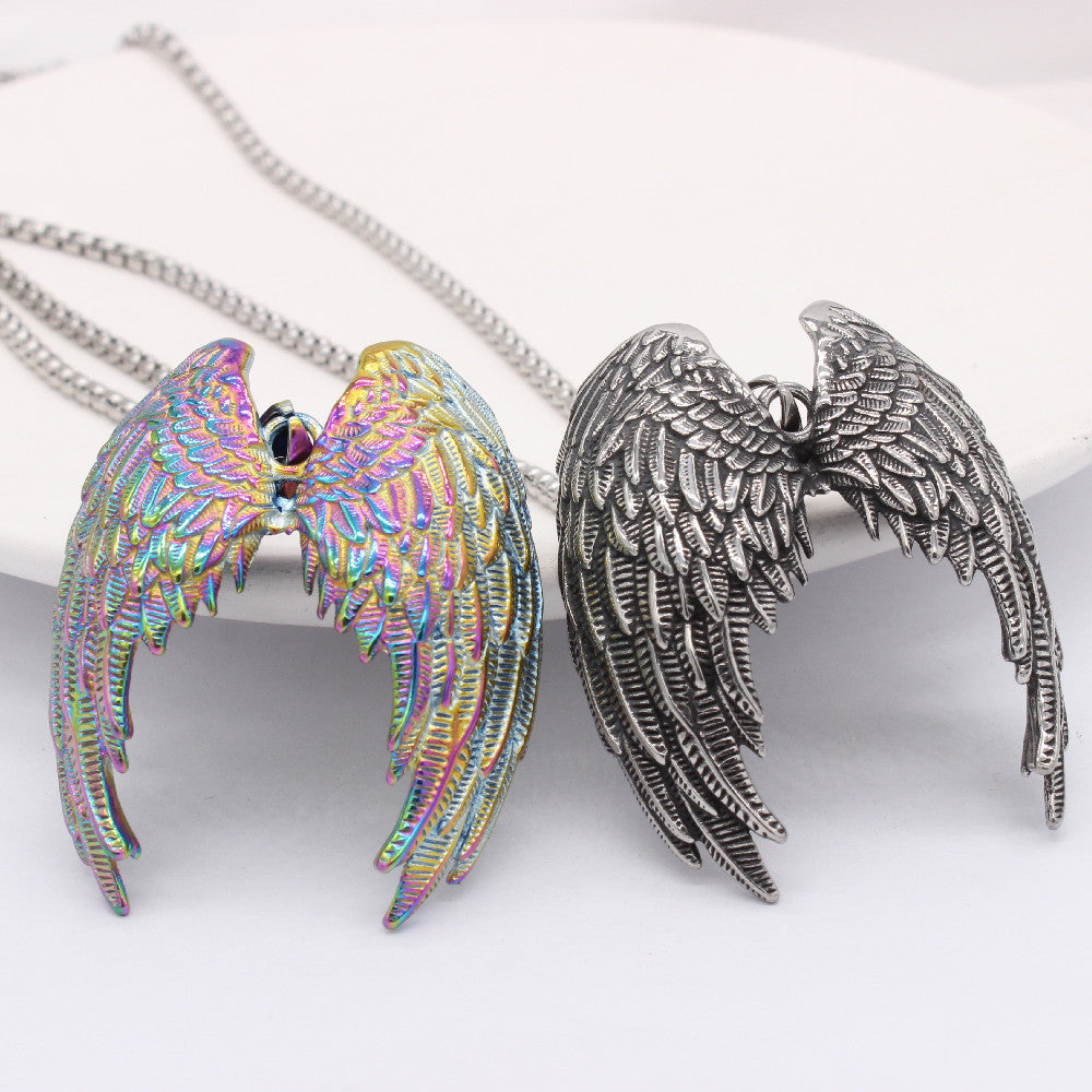 Fallen Angel Wings Pendant Titanium Steel Unisex Jewelry By Planderful For Men And Women Protection Symbol