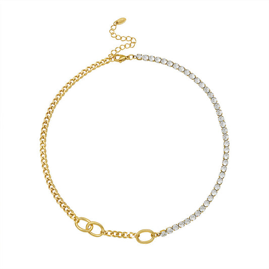 European and American Instagram Style Light Luxury New Trendy Fashion Zircon Splicing Necklace Jewelry Unisex Necklace Jewelry