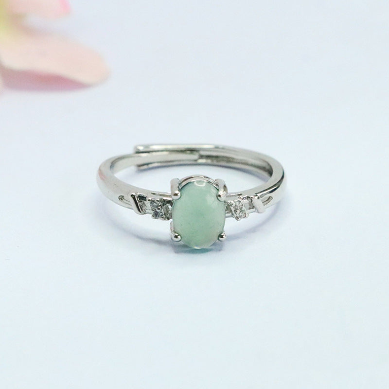 Blue-Water Jadeite Interwoven Ring