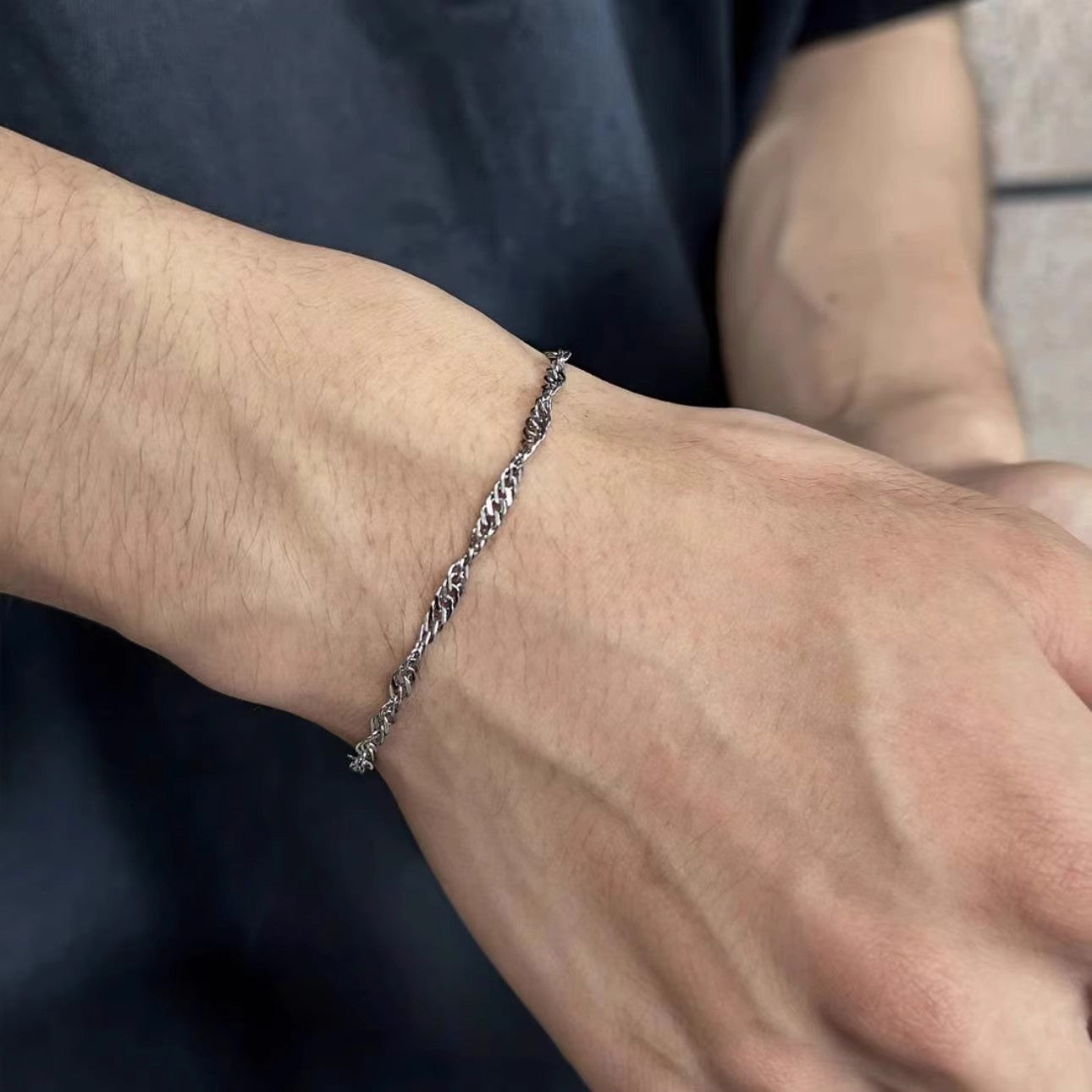 Planderful Jewelry Stainless Steel Chain Bracelet Set Two Piece Minimalist Fashion Jewelry