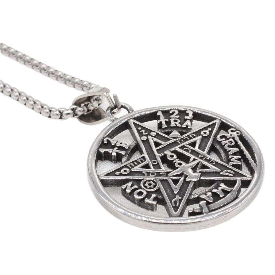 Titanium Steel Solomon Pentagram Pendant for Men - Stylish Stainless Steel Jewelry