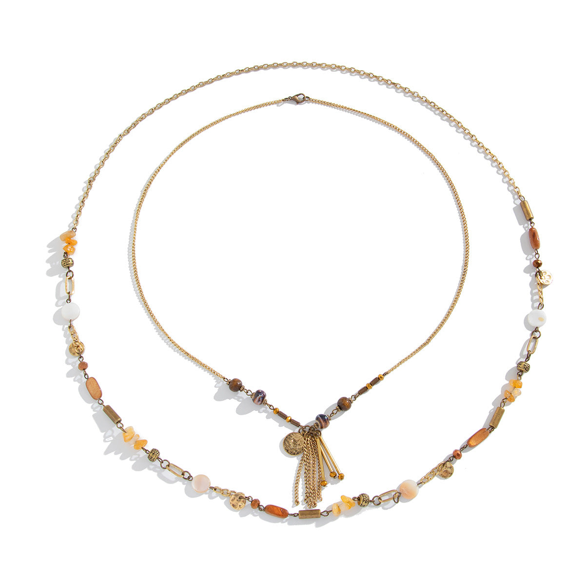 Retro Star-Shaped Fringed Sweater Chain For Imitation Pearls Stacked With Long Necklaces Necklace
