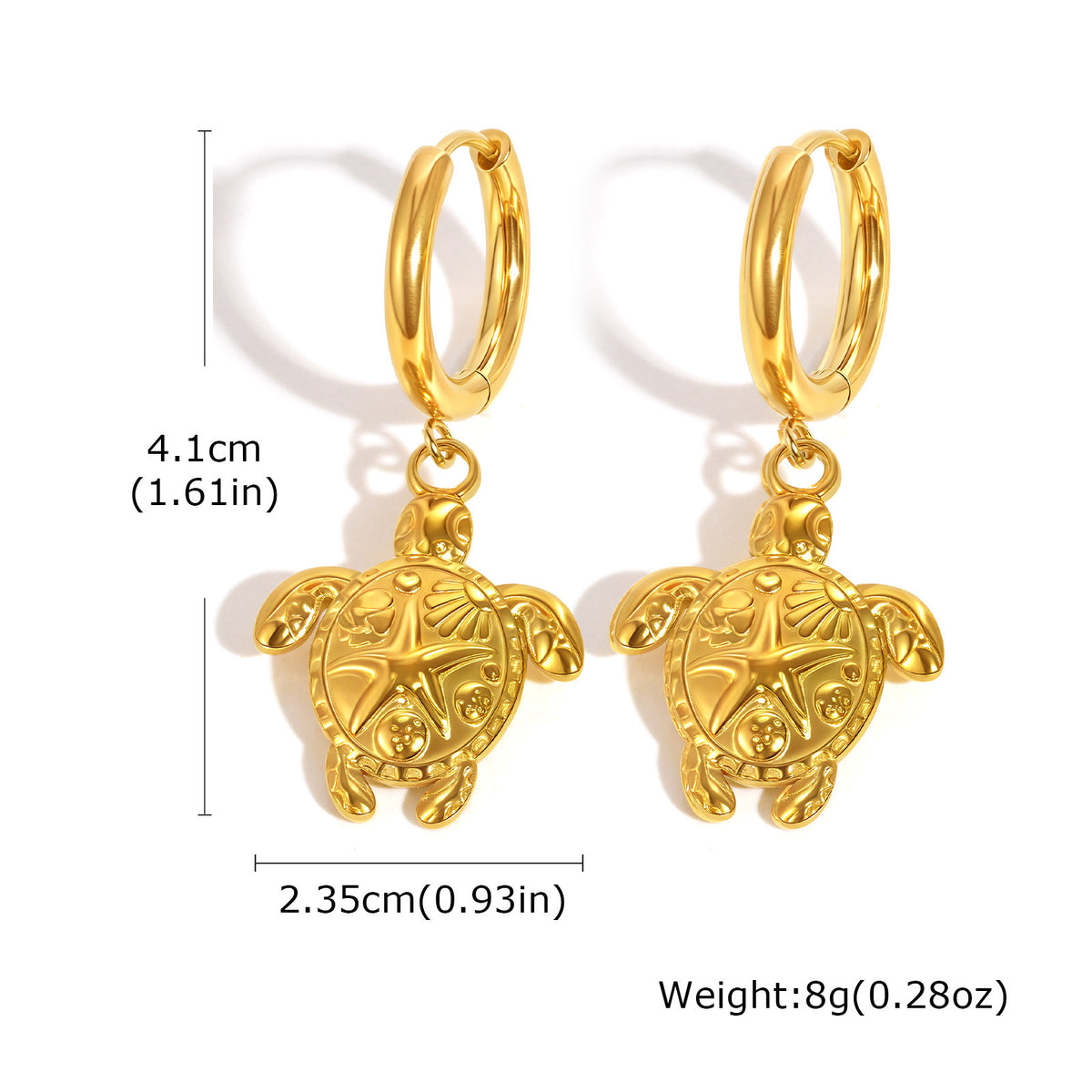 Gold-Tone Sea Turtle Huggie Hoop Earrings