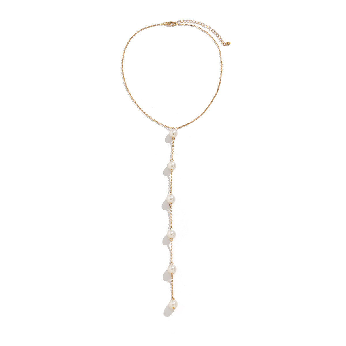 Planderful Vienna Verve Imitation Pearl Fringe Necklace For Women Chic Slim Long Chain