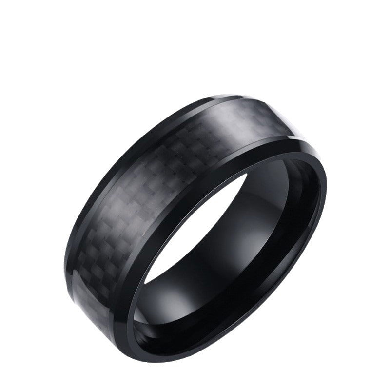 Men's Stainless Steel Ring 8MM Carbon Fiber Fashion Ring
