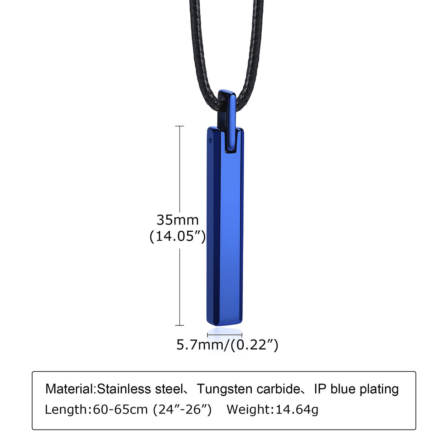 Simple Tide Men's One-Word Glossy Necklace for Men