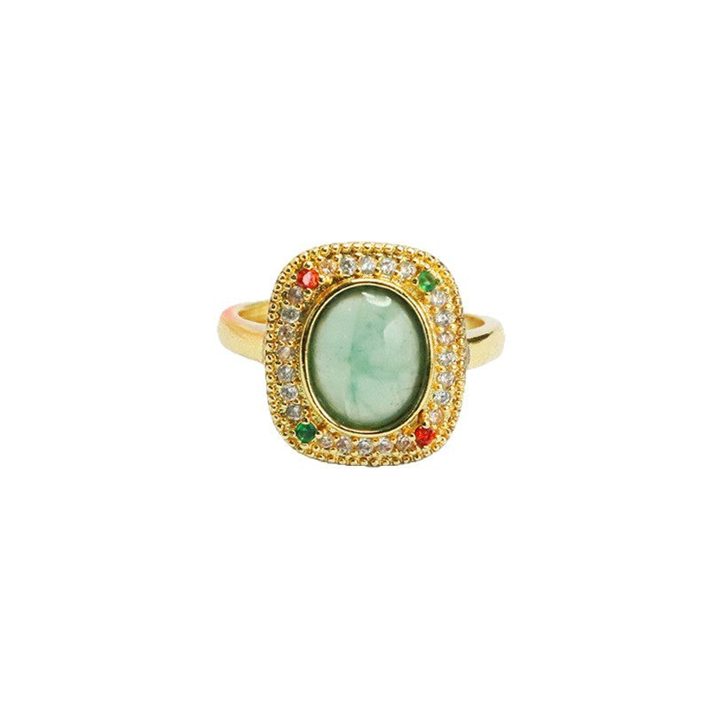 Blue-Water Jadeite Vintage Square Ring