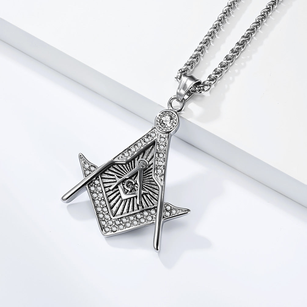 Planderful Masonic Necklace Unisex Pendant Retro Punk Style Long Lasting Finish For Trendsetters