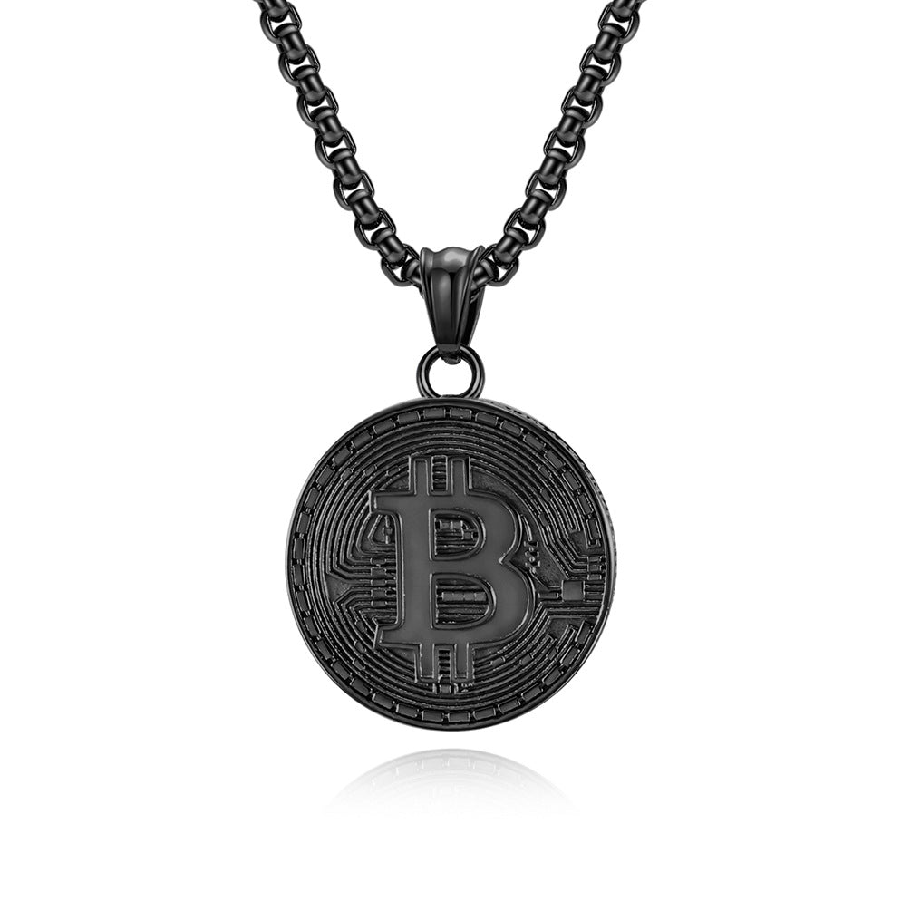 European And American Hip-Hop Style Bitcoin Pendant Necklace