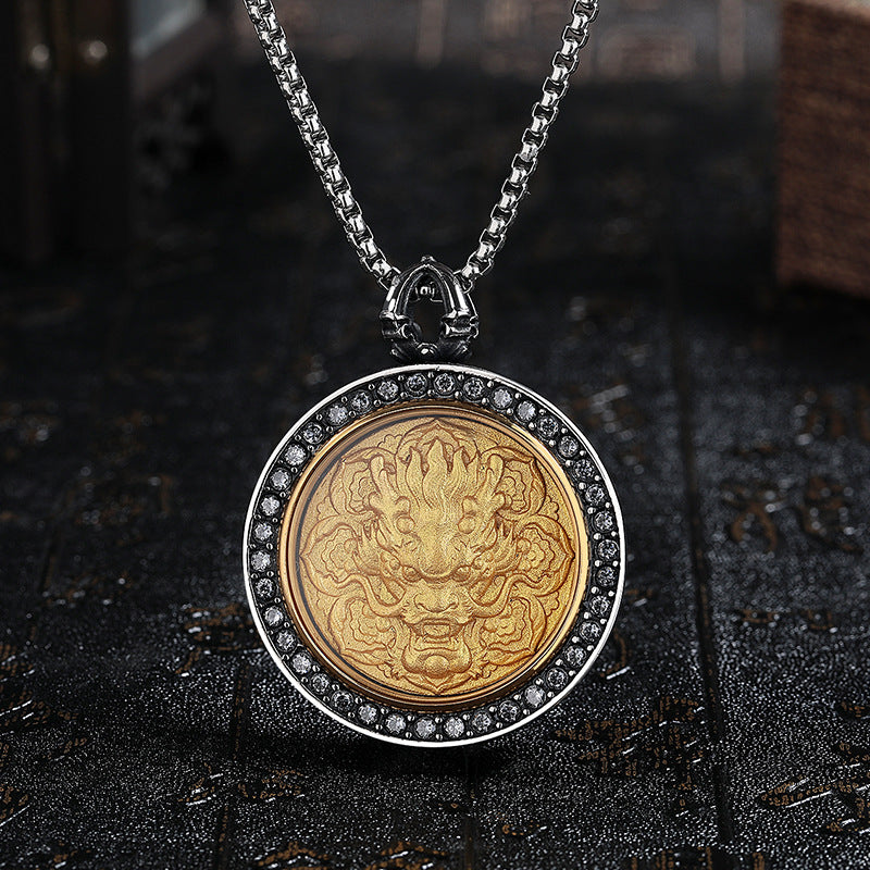 Zircon Necklace - Vintage Tibetan Dragon Pendant