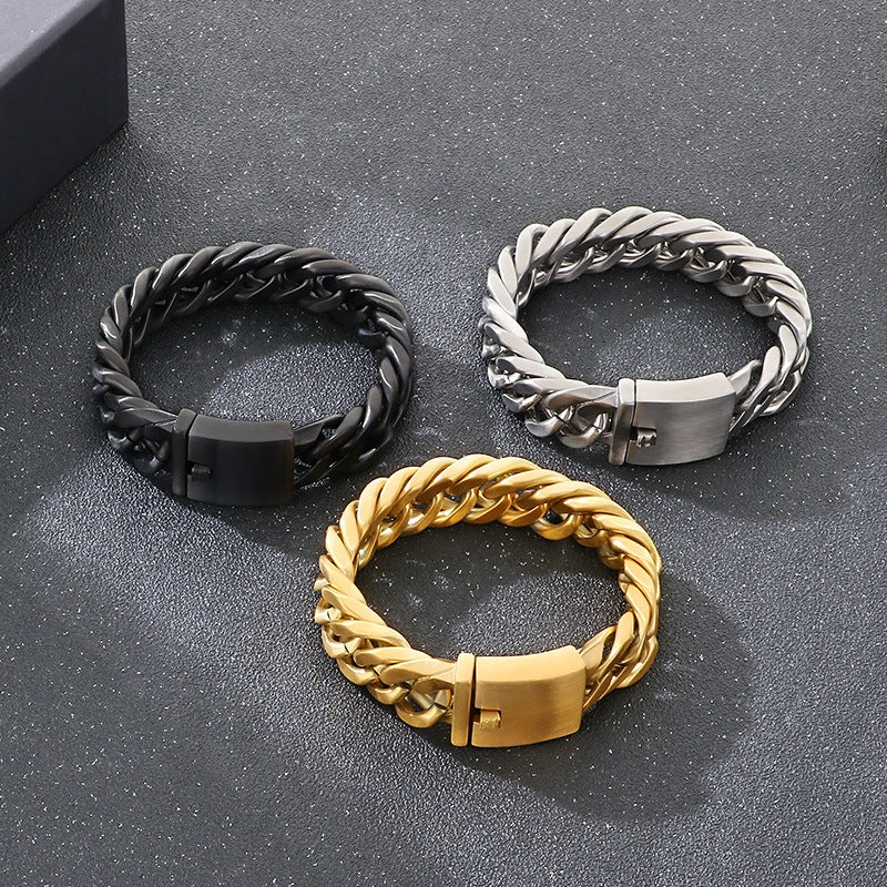 Planderful Premium Cuban Link Bracelet Men 18mm Titanium