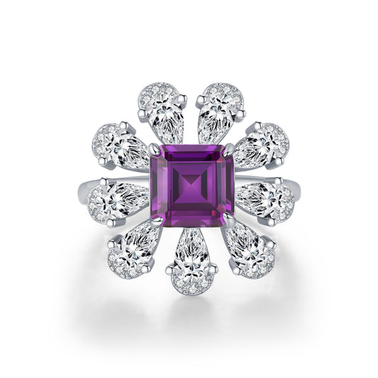 925 Sterling Silver Violet Zircon Ring