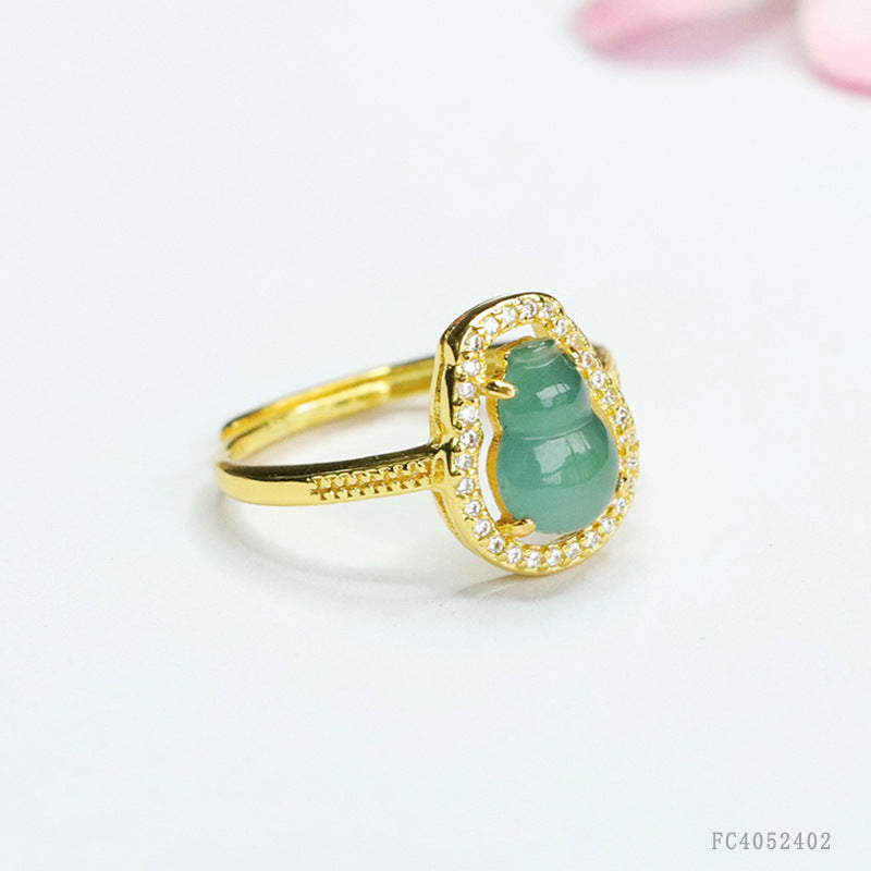 Blue Water Jadeite Gourd 6*9 mm Ring