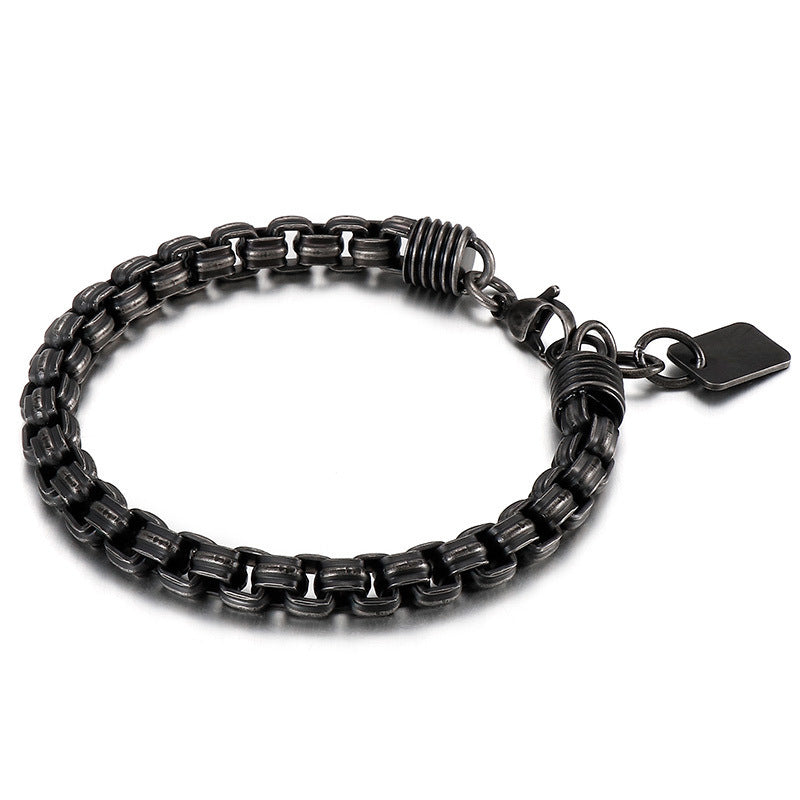 Punk Style Men's Stainless Steel Square Pearl Bracelet – Men's Titanium Steel Design