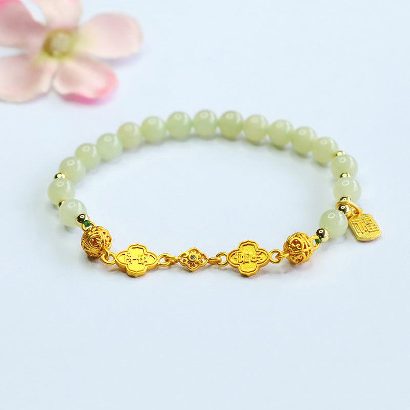 Hetian Jade Peace & Joy Beaded Bracelet