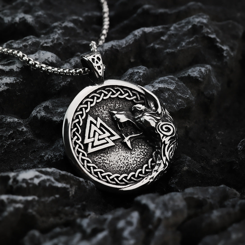 Nordic Retro Stainless Steel Men's Pendant Viking Triangle Necklace