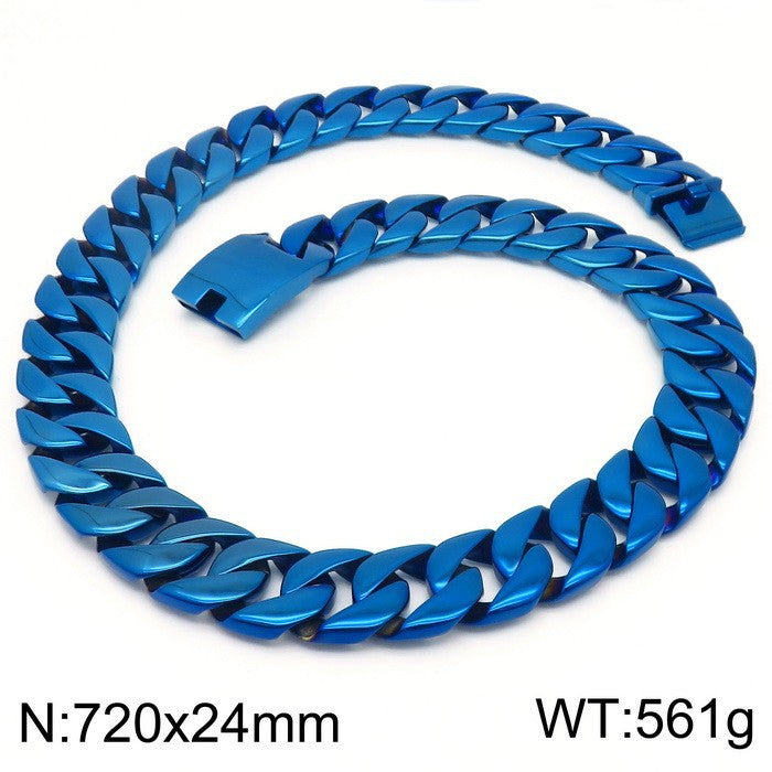 Kalen Titanium Steel 24mm Cuban Chain Trendy Man Necklace, Fashionable Stainless Steel Punk